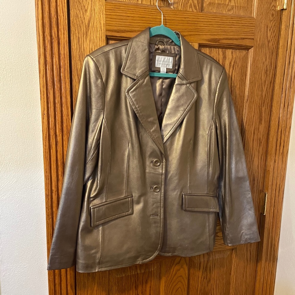 Gold Genuine Leather Blazer